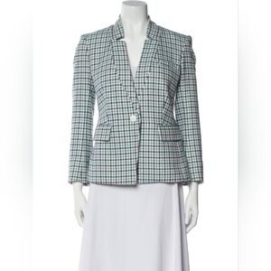 Veronica Beard Farley Dickey Jacket Houndstooth White Blue Blazer